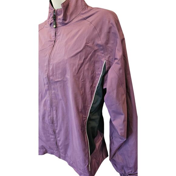 FootJoy Golf Windbreaker Full Zip Purple/Black Jacket M hidden zip pockets EUC - Picture 2 of 10